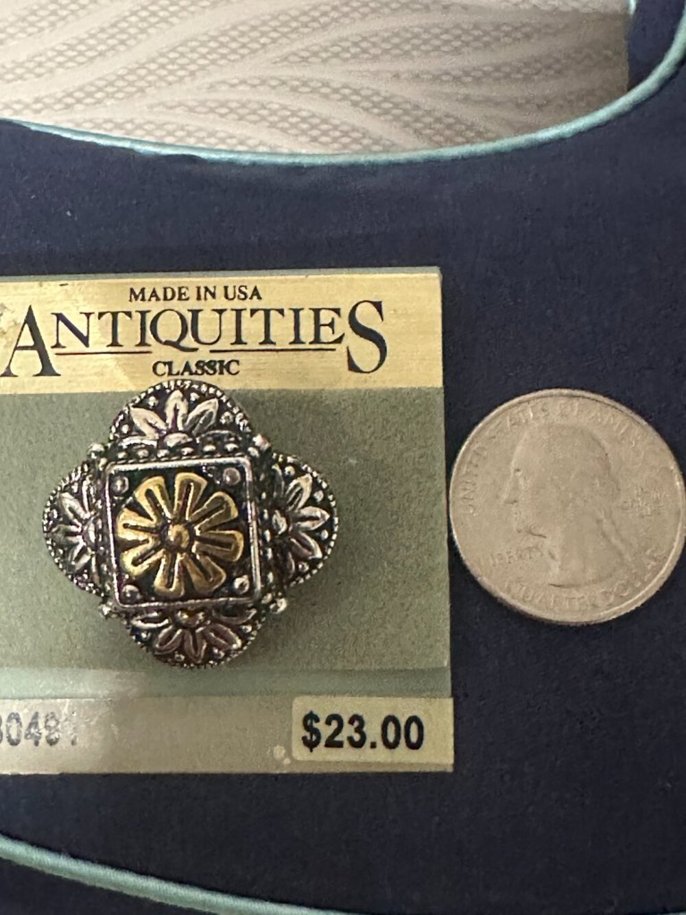 Vintage 1928 Antiquities Classic Two Tone Brooch Silver & Gold Floral Design Pin - Picture 5 of 8